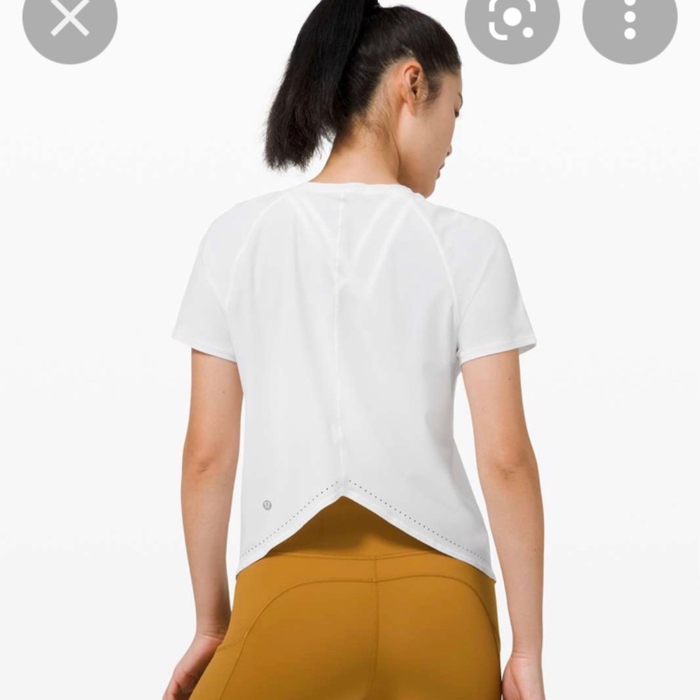 Lululemon Rise and Run short sleeve white top Size 2